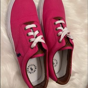 Pink polo loafers